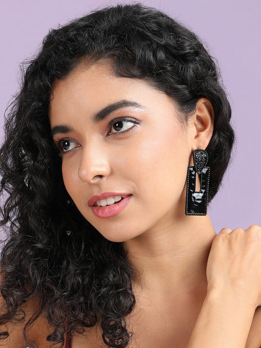 Copper-Plated Geometric-Shaped Drop Earrings