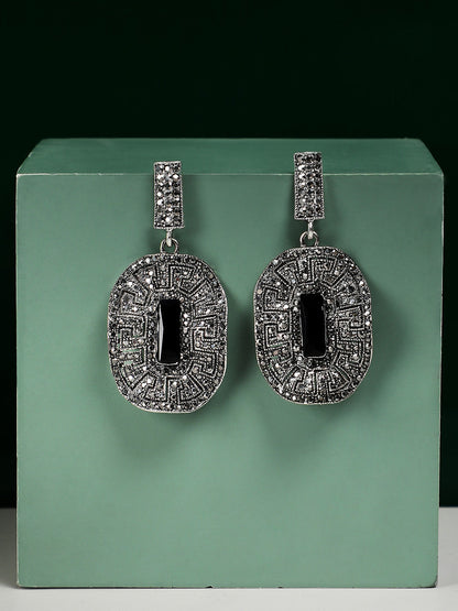 Silver-Plated Contemporary Drop Earrings
