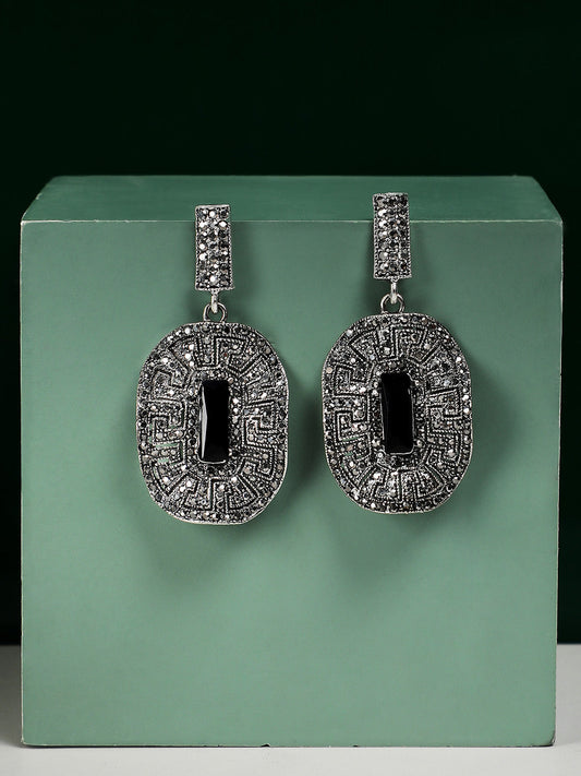 Silver-Plated Contemporary Drop Earrings