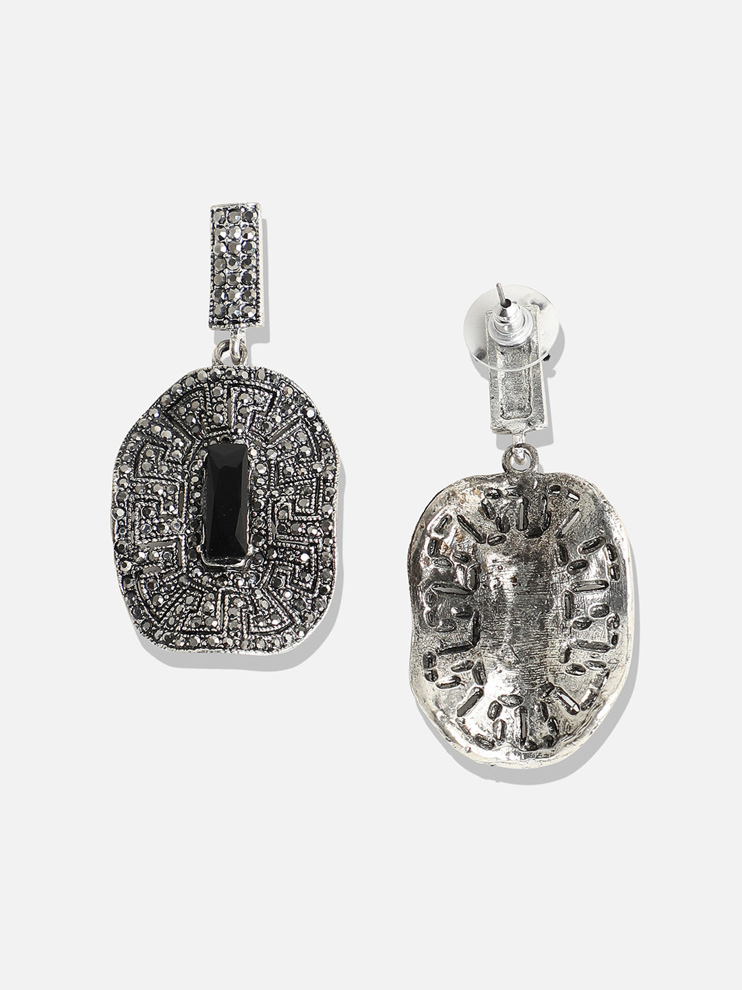 Silver-Plated Contemporary Drop Earrings