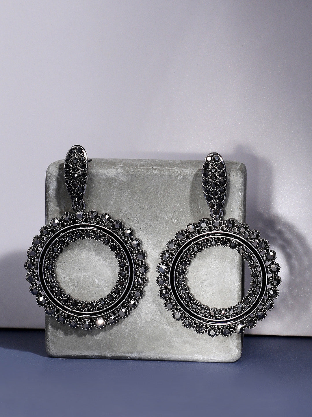 Silver-Plated Circular Drop Earrings