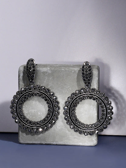 Silver-Plated Circular Drop Earrings