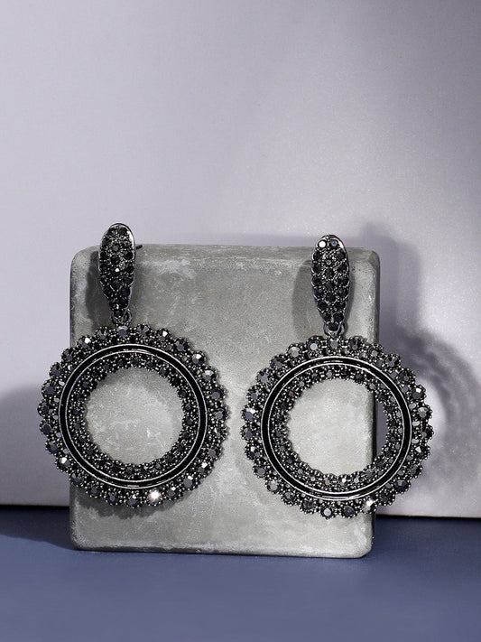 Silver-Plated Circular Drop Earrings