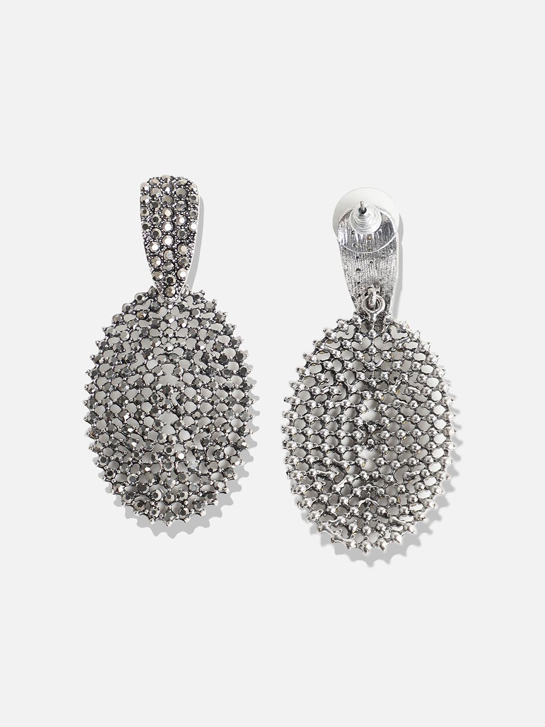 Silver-Plated Contemporary Drop Earrings