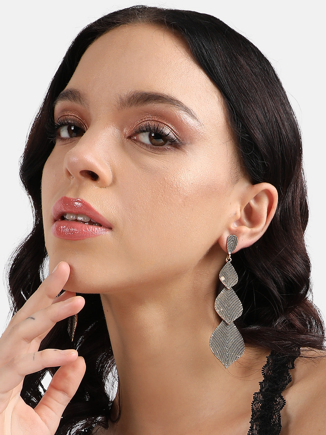 Gold-Plated Contemporary Drop Earrings