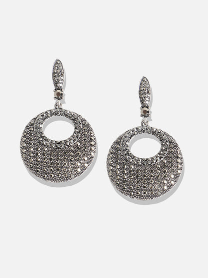 Silver-Plated Circular Shaped Drop Earrings