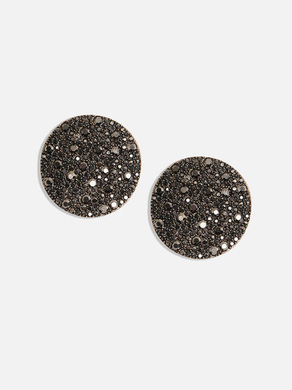 Gold-Toned Stone-Studded Circular Stud Earrings