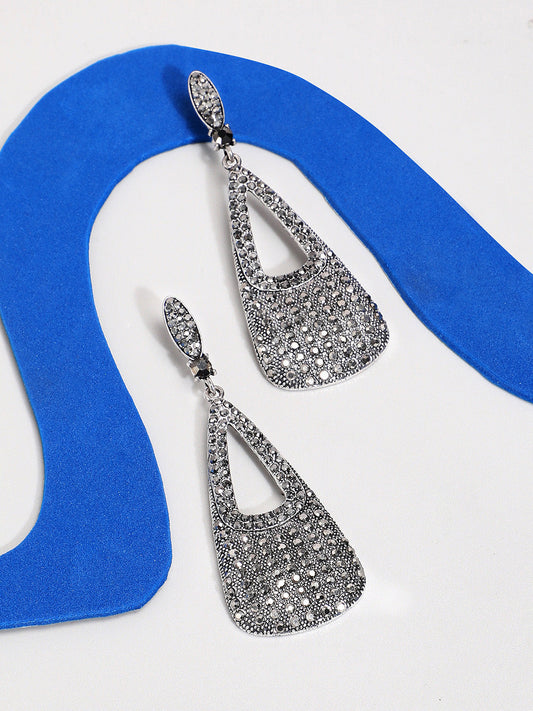 Silver-Plated Contemporary Drop Earrings