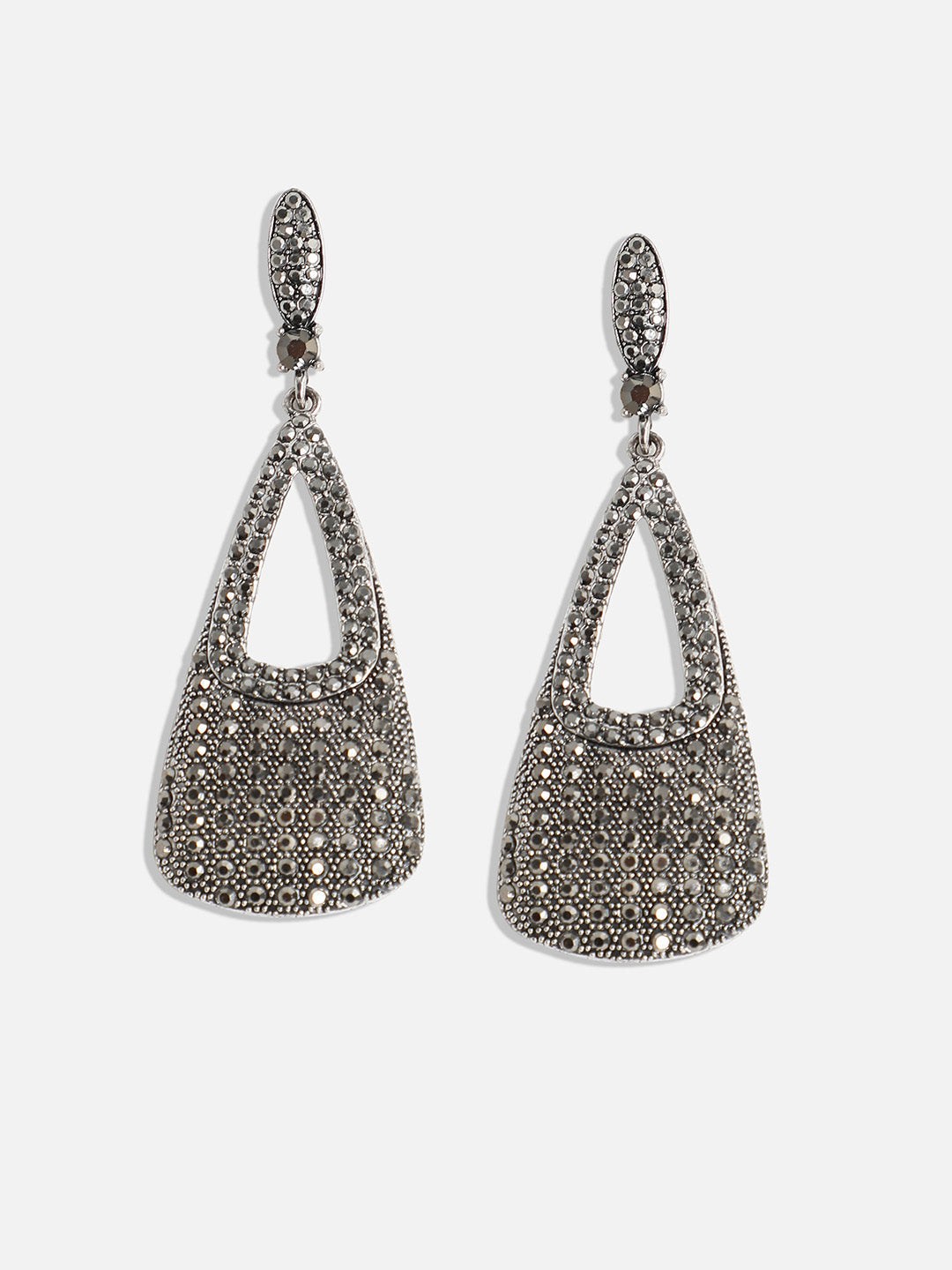 Silver-Plated Contemporary Drop Earrings
