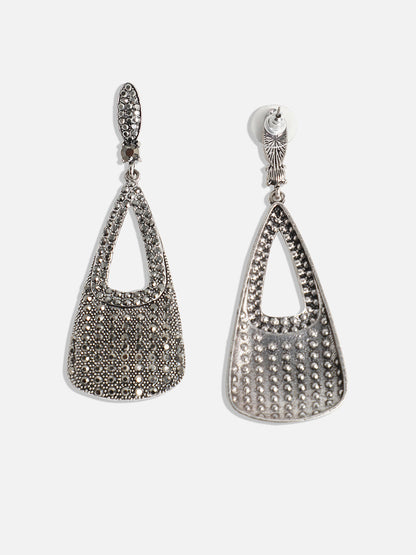 Silver-Plated Contemporary Drop Earrings
