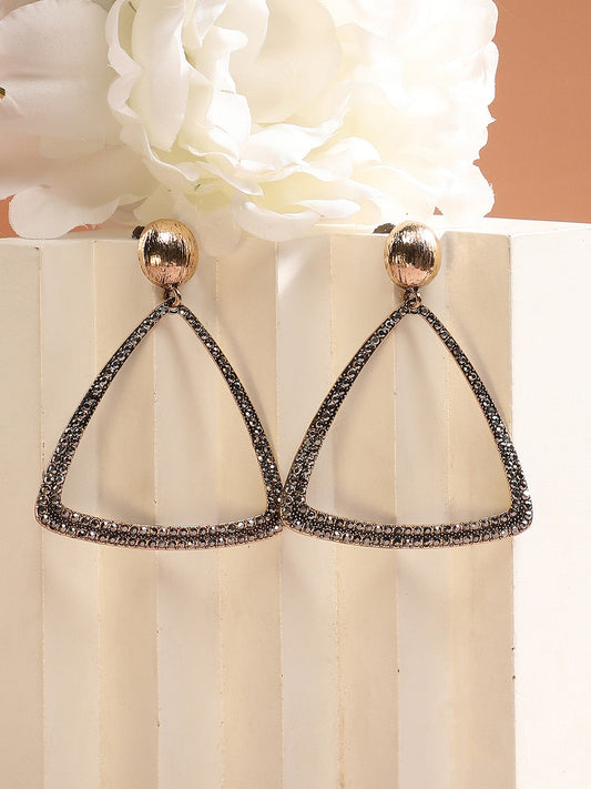 Gold-Plated Triangular-Shaped Drop Earrings