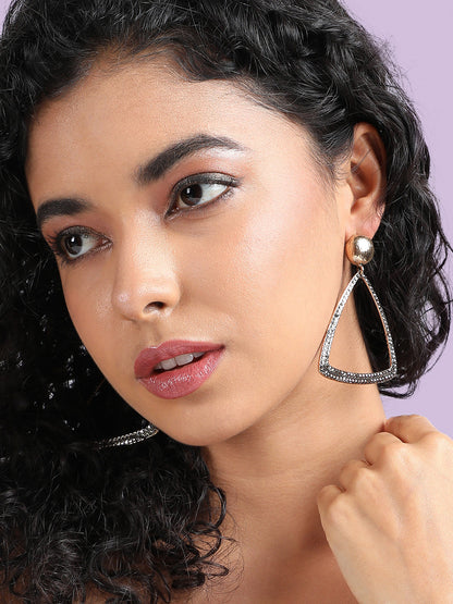 Gold-Plated Triangular-Shaped Drop Earrings