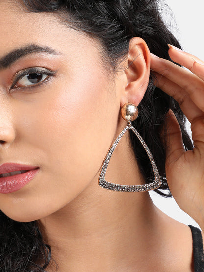 Gold-Plated Triangular-Shaped Drop Earrings