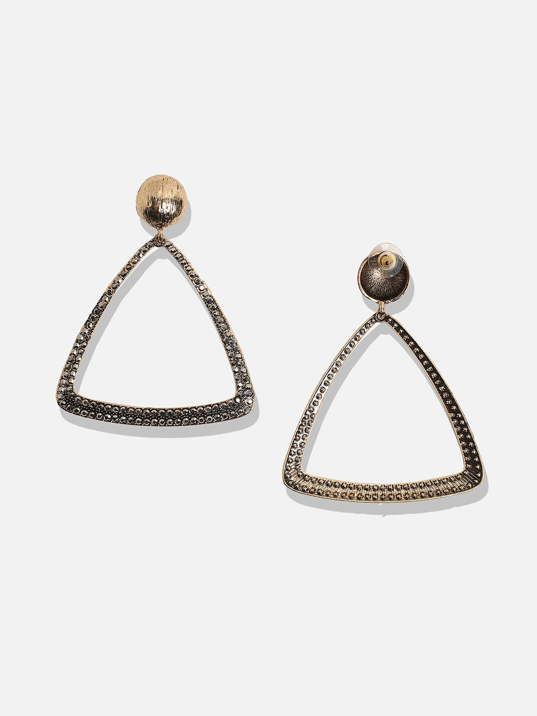 Gold-Plated Triangular-Shaped Drop Earrings