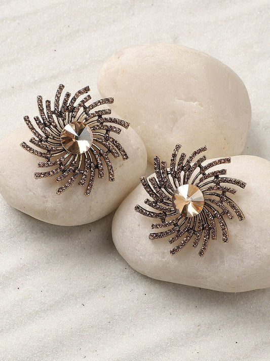 Gold-Plated Contemporary Studs Earrings