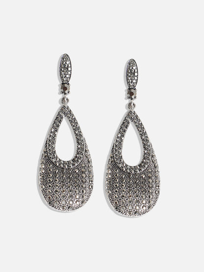 Silver-Plated Teardrop Shaped Drop Earrings