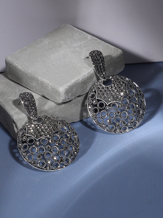 Silver-Plated Contemporary Drop Earrings