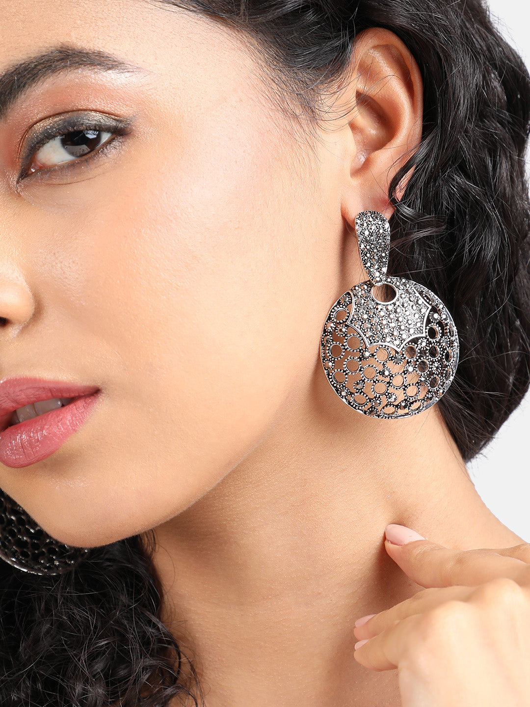 Silver-Plated Contemporary Drop Earrings