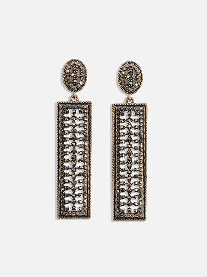 Gold-Plated Stone Studded Geometric Drop Earrings