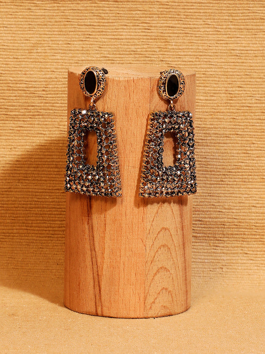 Gold-Plated Geometric-Shaped Drop Earrings