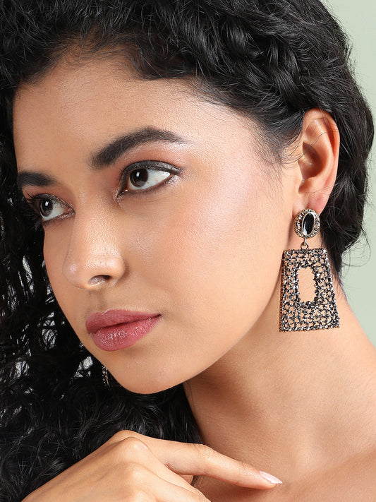 Gold-Plated Geometric-Shaped Drop Earrings