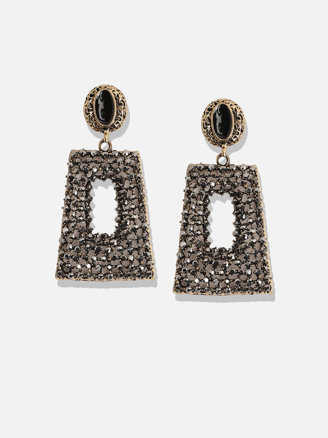 Gold-Plated Geometric-Shaped Drop Earrings
