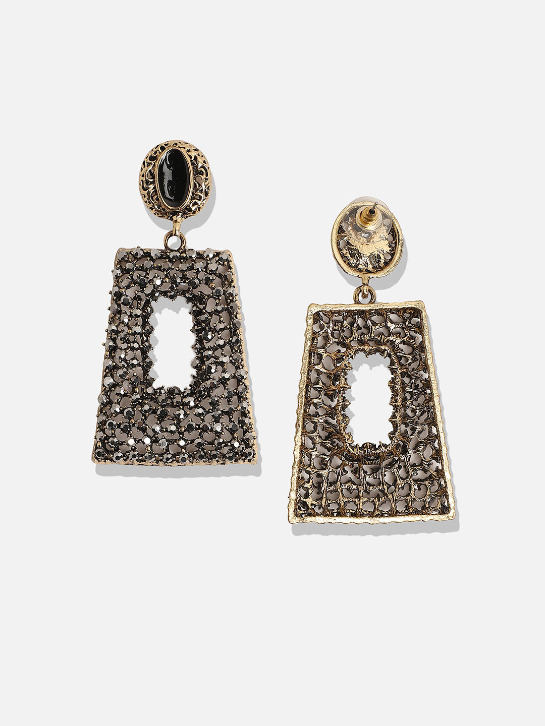 Gold-Plated Geometric-Shaped Drop Earrings