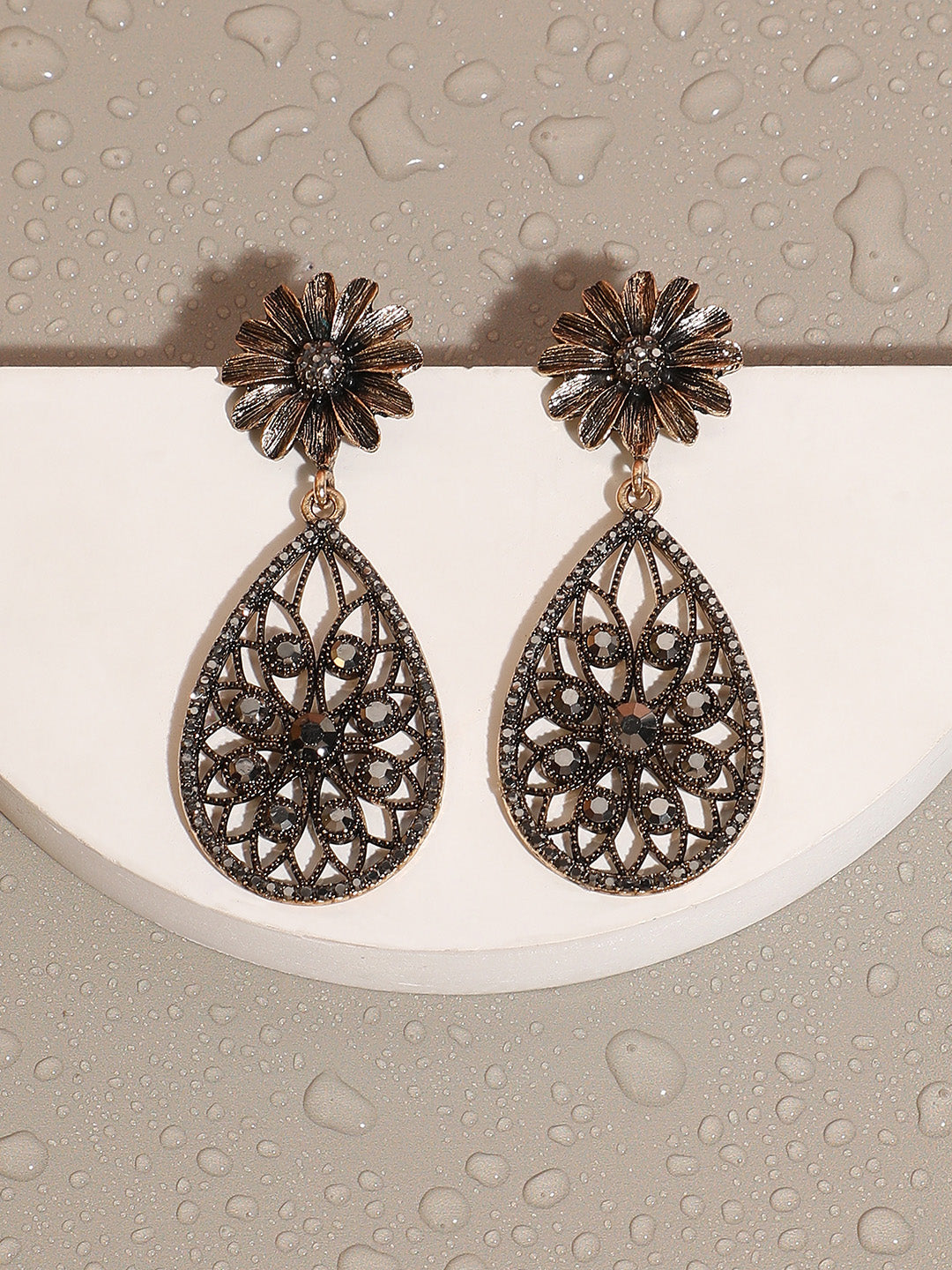 Gold-Plated Contemporary Drop Earrings