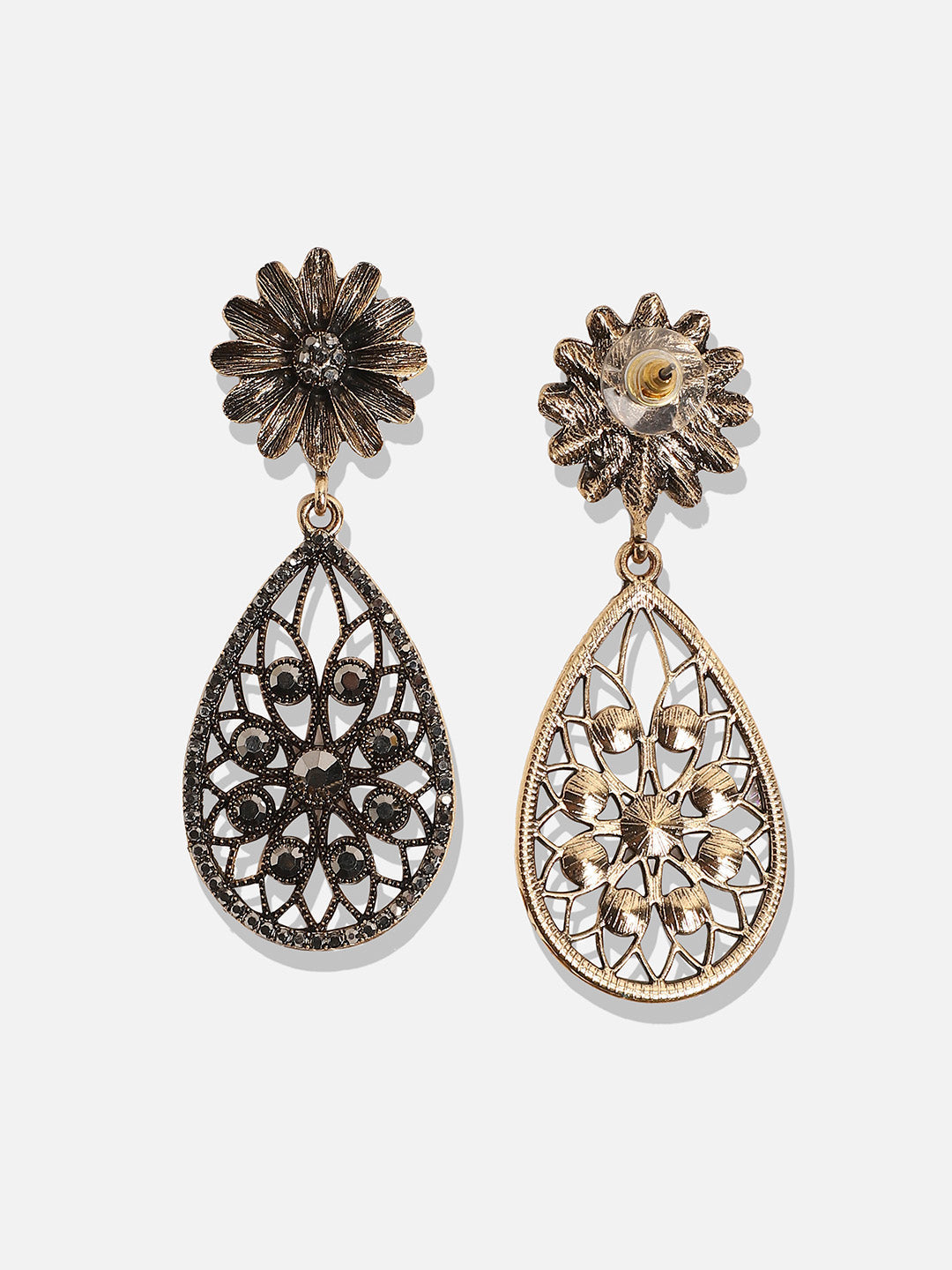 Gold-Plated Contemporary Drop Earrings
