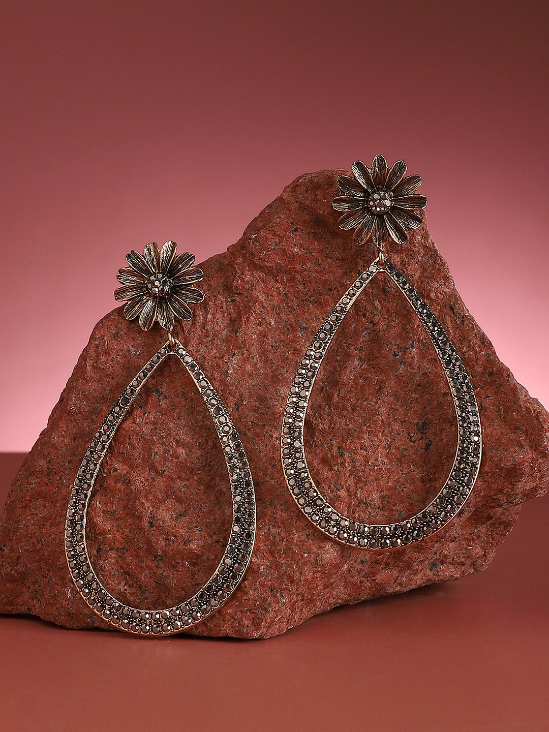 Gold-Plated Teardrop Shaped Drop Earrings