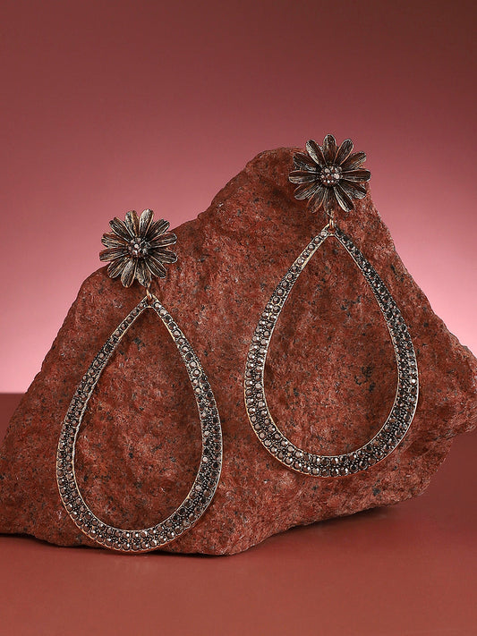 Gold-Plated Teardrop Shaped Drop Earrings