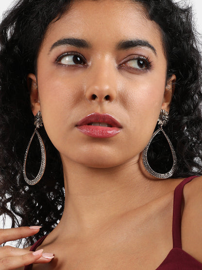 Gold-Plated Teardrop Shaped Drop Earrings