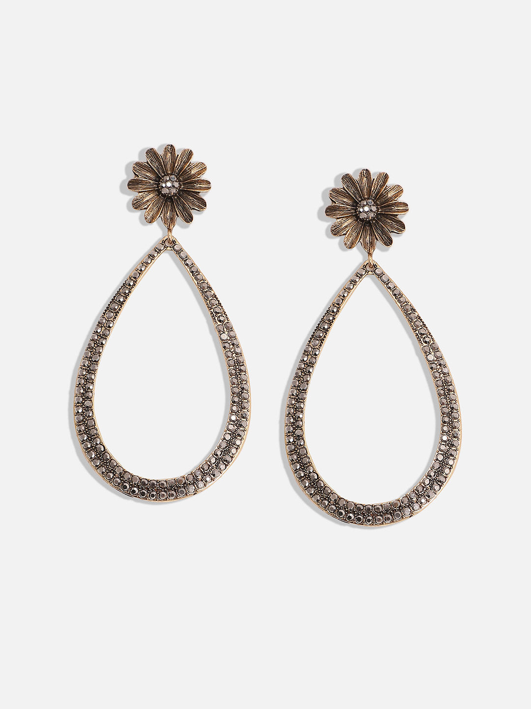 Gold-Plated Teardrop Shaped Drop Earrings