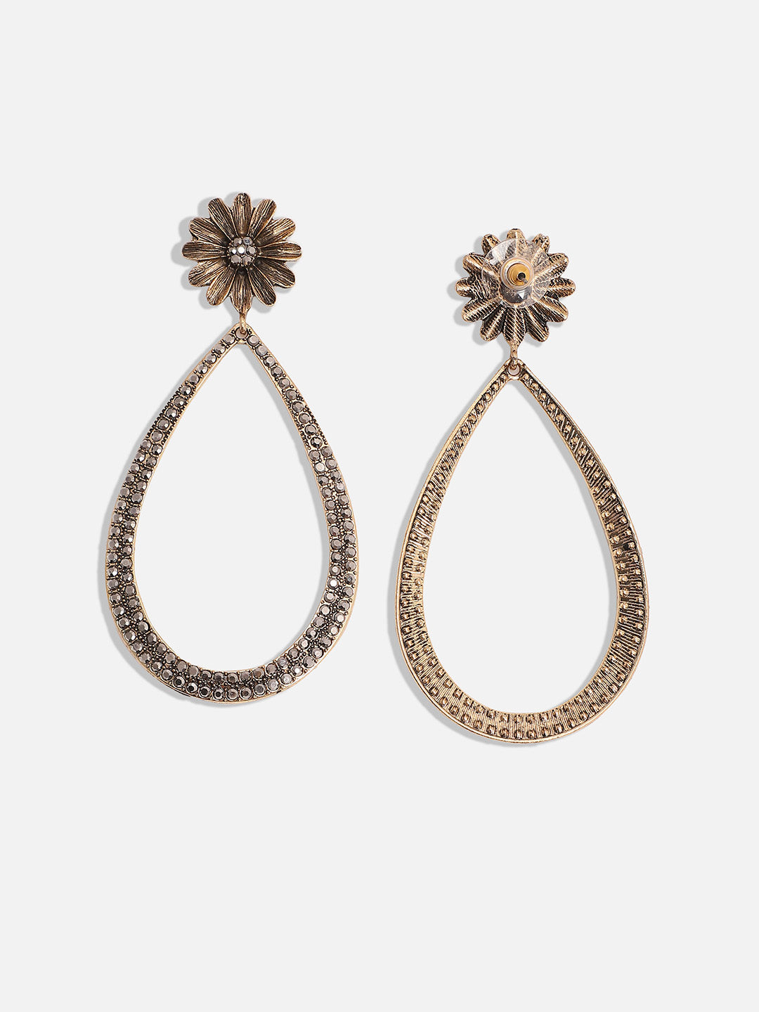 Gold-Plated Teardrop Shaped Drop Earrings