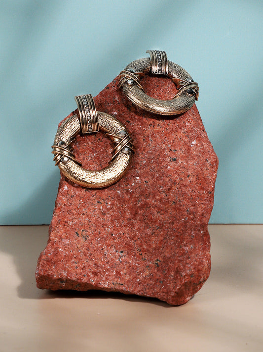 Gold-Plated Contemporary Drop Earrings