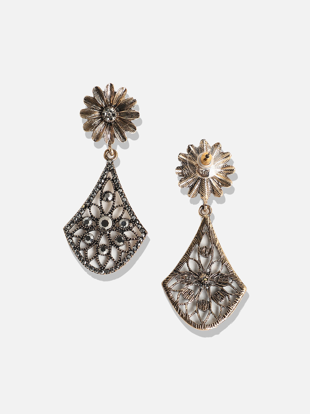 Gold-Plated Contemporary Drop Earrings