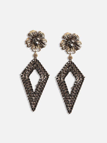 Gold Plated Stone Studded Drop Earrings