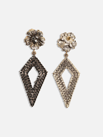 Gold Plated Stone Studded Drop Earrings