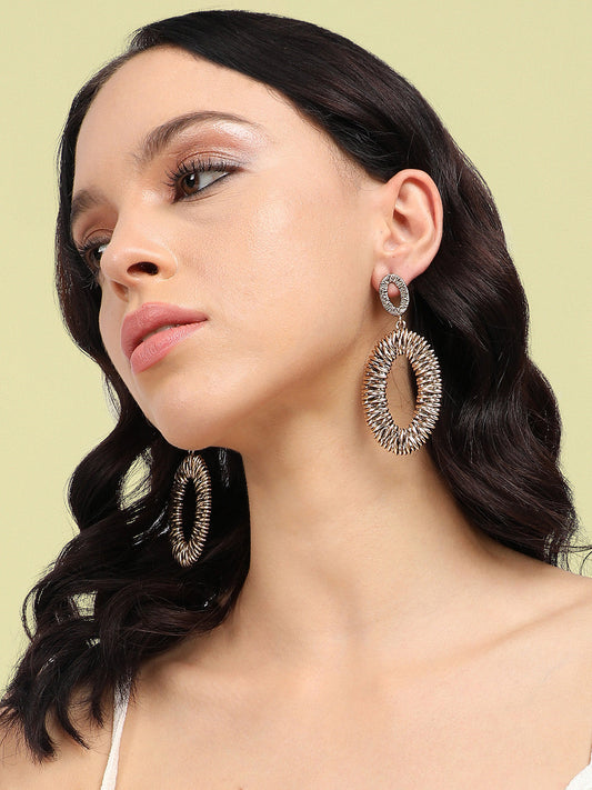 Gold-Plated Contemporary Drop Earrings
