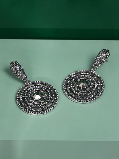 Silver-Plated Artificial Stones Contemporary Drop Earrings