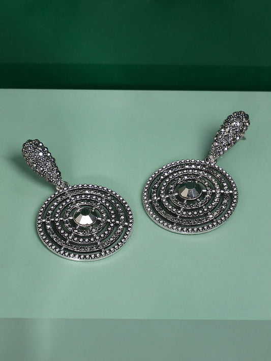 Silver-Plated Artificial Stones Contemporary Drop Earrings