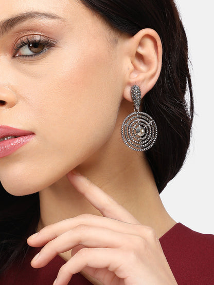 Silver-Plated Artificial Stones Contemporary Drop Earrings