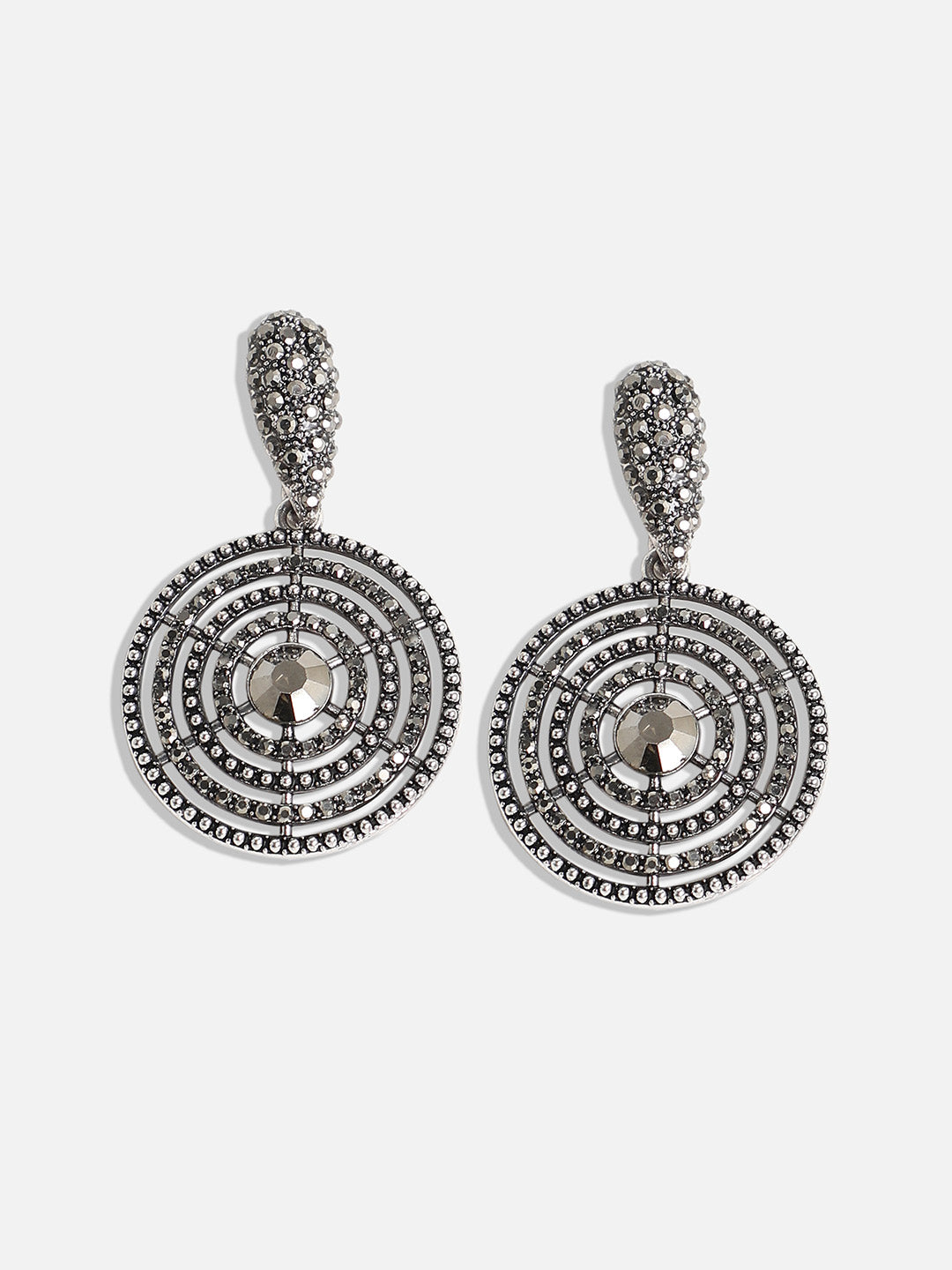 Silver-Plated Artificial Stones Contemporary Drop Earrings