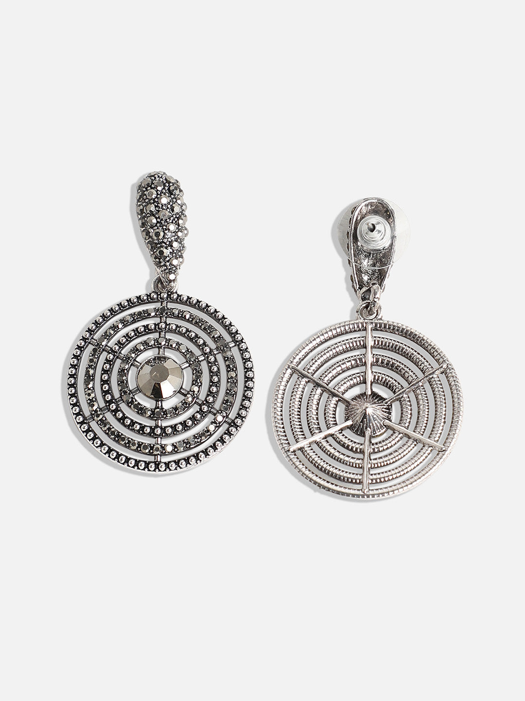 Silver-Plated Artificial Stones Contemporary Drop Earrings