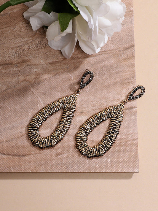 Gold-Plated Teardrop Shaped Drop Earrings