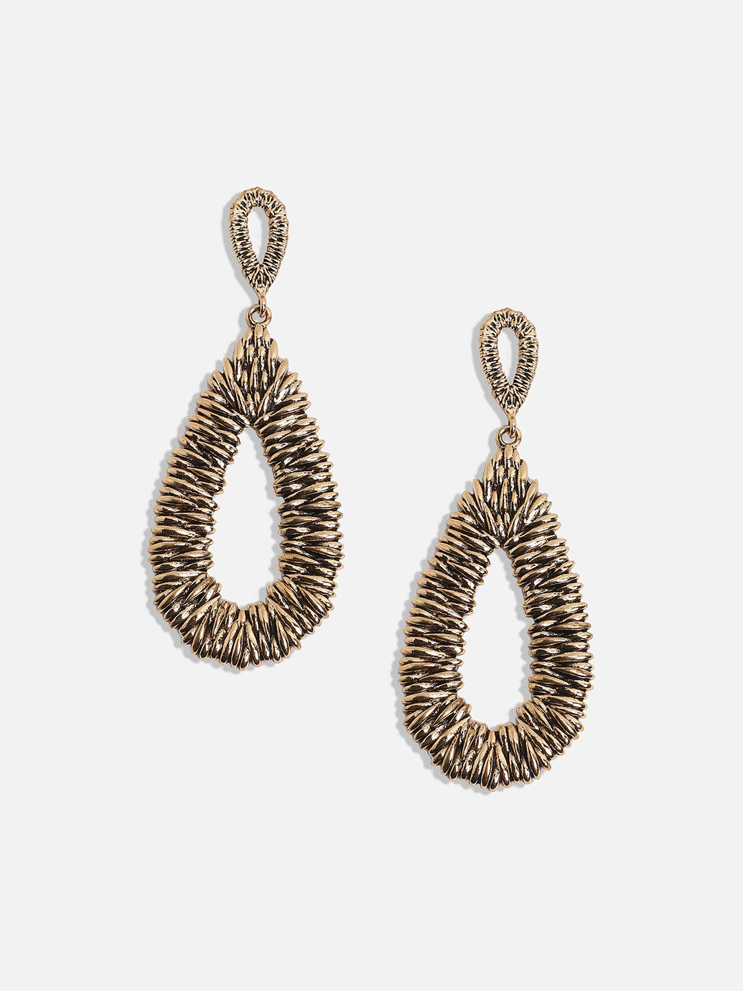 Gold-Plated Teardrop Shaped Drop Earrings