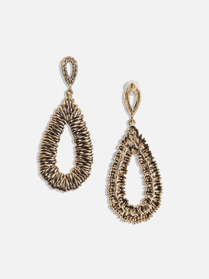Gold-Plated Teardrop Shaped Drop Earrings