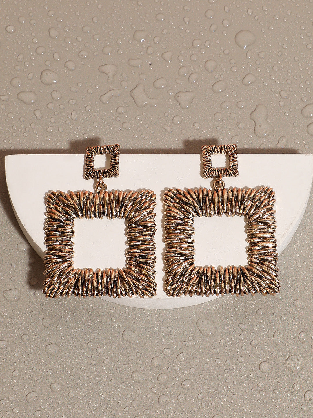 Gold-Plated Square Drop Earrings