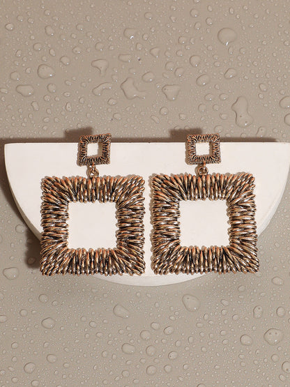 Gold-Plated Square Drop Earrings