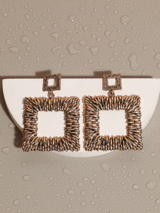 Gold-Plated Square Drop Earrings